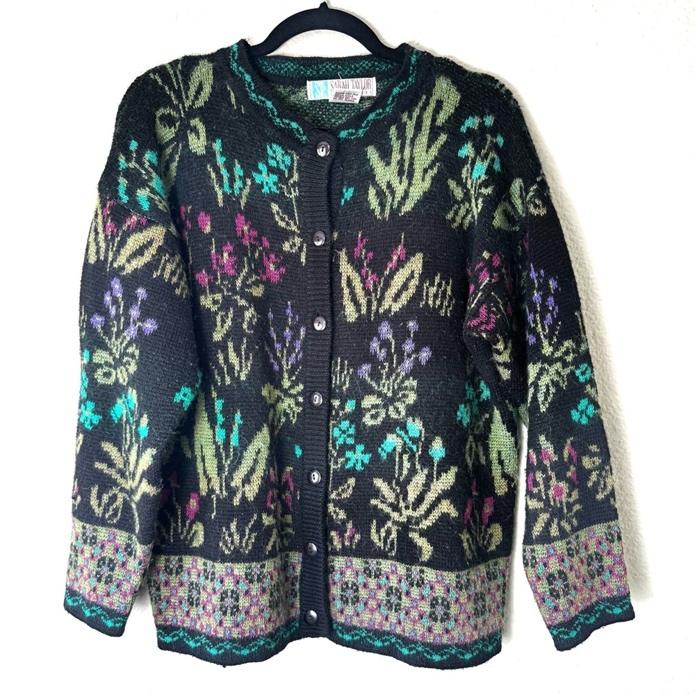 Vintage 80s Spring Floral Cardigan Size Medium